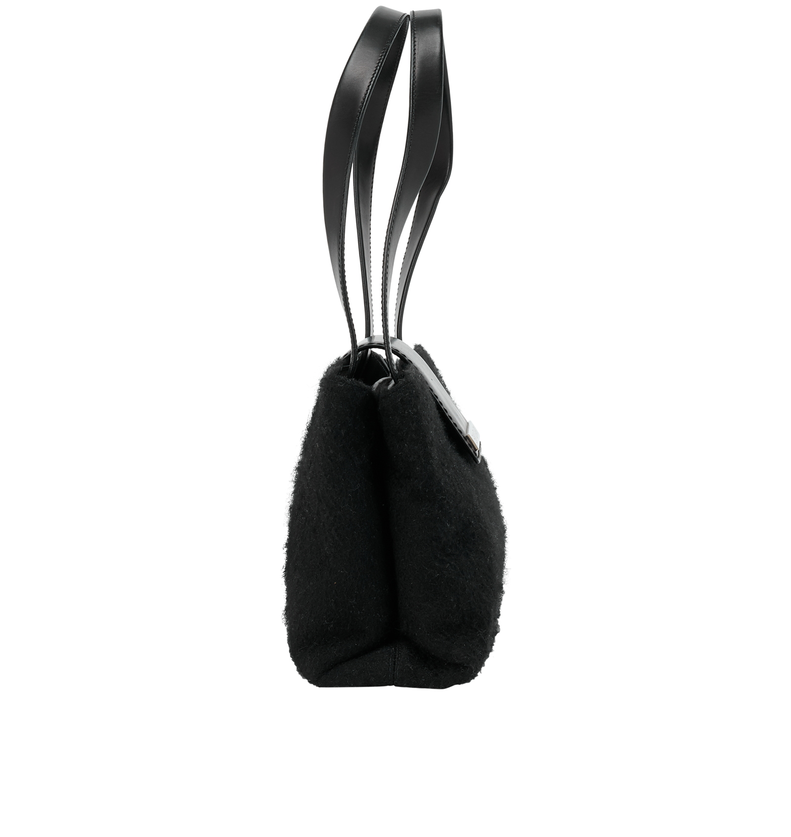 Shoulder Bag, &pound;160, Handbags, Black, Leather/Wool, Side view